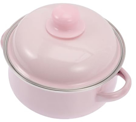 Mipcase Casserole Pot Lid Included Enamel Soup Pot Dual Handles Capacity Cookware for Family Meals