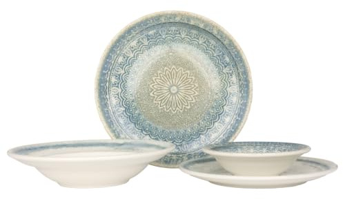 Bonna Geschirrset (Large) - Rivus Ethnic/Line mix - 24 teilig - 6 Personen - Porzellan