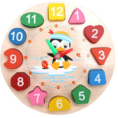 PEPLAYTAL Uhr-lernspielzeug Uhr-Puzzle- Kleinkinder Lernuhr Nummer Uhr Uhrlernen Für Cartoon Uhr Uhr Für, Die Lernen, Die Uhrzeit Zu Lesen Hölzern
