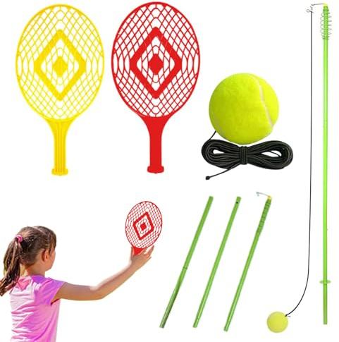 Tennis Trainer Ball Rebound – Portable Solo Tennis Set, Leisure Sports & Games Hit Feedback Swing Drill Play Players Person Athlete Court Games