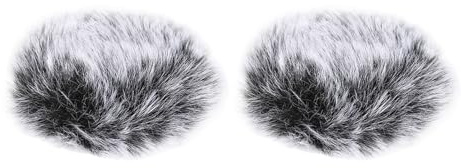 PATIKIL Furry Microphone Windscreen 25mm x 56mm Mic Cover Windshield for Indoor Outdoor Microphone Gradual Black 2 Pack