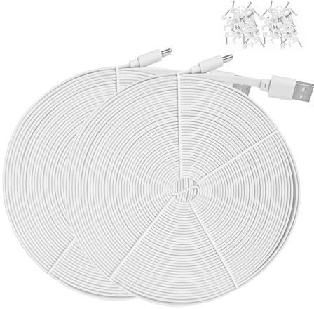 2 Pack 16.4 ft USB C Cable for CCTV Security Camera Outdoor Indoor, Charging for Ring Pan-Tilt Indoor Cam (2024 Release), Blink Mini 2, Flat Type C Extension Power Cord