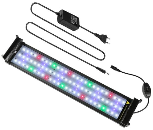 Peviasot Aquarium LED Beleuchtung, 18W Aquarienbeleuchtung, Aquarium-Lichtleiste mit automatischem Timer-Schalter, RGB Spectrum Aquarium Lampe für 45-70cm Wasserpflanzen und Süßwasser-Aquarien