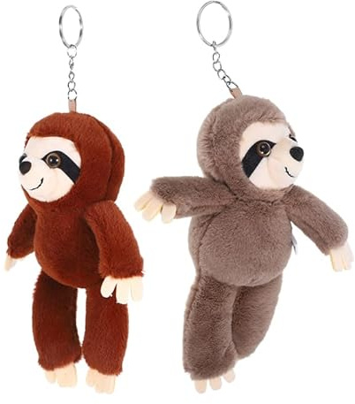 VICASKY 2 Stück Flauschige Faultier Plüsch Schlüsselanhänger Weich Kuschelig Niedlich Für Taschen Rucksäcke Schlüssel Charm Geschenkidee