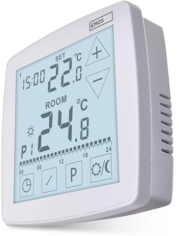 EMOS - Termostato digitale per ambiente con OpenTherm - programmabile, cablato, 2 batterie da 1,5 V - Sistemi di riscaldamento/raffreddamento - Regolazione della temperatura 7-30 °C - Montaggio a