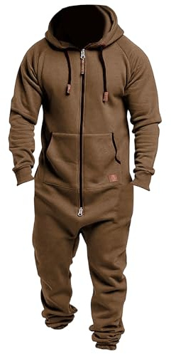 One Piece Hoodie Herr Fleece Hooded One Piece Jumpsuit Varm Onesie Dragkedja Romper Pyjamas Loungewear Outfit