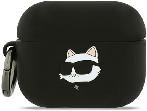 CG Mobile Karl Lagerfeld Silikonhülle mit Chaupette-Kopf-Motiv für AirPods Pro 3 (Schwarz)