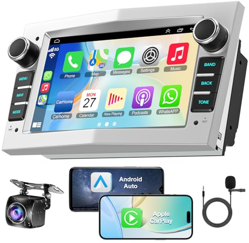 HD Touchscreen Car Radio for Opel/Vauxhall Corsa Astra Antara, Android 13 System, 2GB RAM + 64GB ROM, Opel Radio Support Wireless CarPlay & Android Auto, GPS Navigation & Bluotooth-Silver