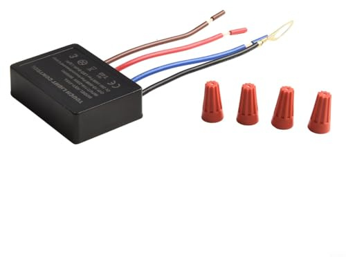 3-Way Touch Dimmer Switch Control Module for Incandescent Lamps, 15-80W, 220-240V, Black
