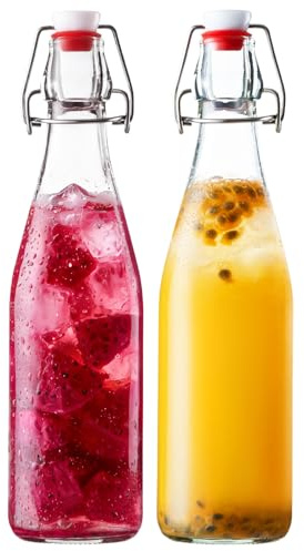 FrutPunch Glasflaschen 2er-Set 500ml mit Bügelverschluss luftdichtem Deckel