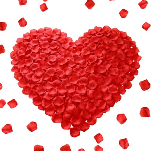 TGKEAIY 1500 Pièces Pétales de Rose Artificielles, Pétales à Jeter pour Mariage, Petale de Rose Decoration pour Mariage, Saint Valentin, Fête, Anniversaire, Ambiance Romantique (Rouge)