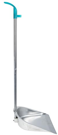 MAGICLULU Pelle à Poussière en Inox à Long Manche Ergonomique Pelle à Ordures sans Se Baisser Grosse Capacité Ronde Outil de Nettoyage Pratique pour Maison Cuisine