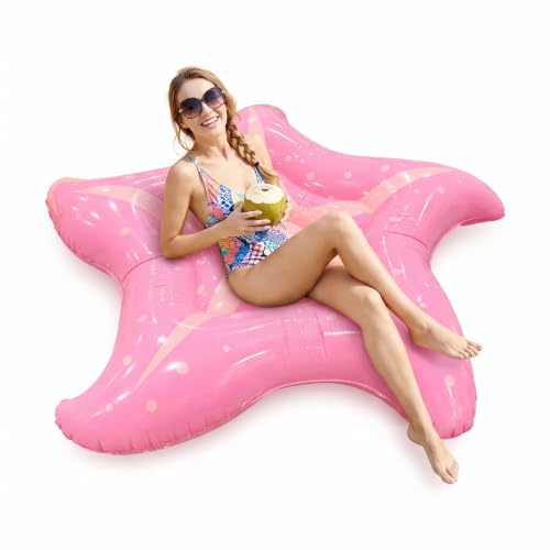 Gohytal Amaca Gonfiabile a Stella Marina per Piscina, Materassino Galleggiante 150cm in PVC Resistente Isola Gonfiabile per Adulti con Capacità 200kg per Piscina e Spiaggia per Feste e Compleanni