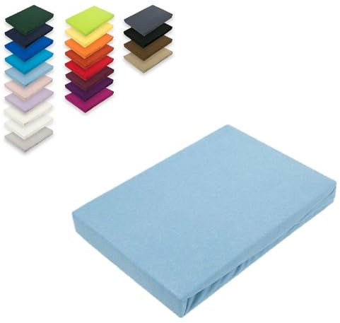 EXKLUSIV HEIMTEXTIL Jersey Spannbettlaken 200 x 220 cm Hellblau