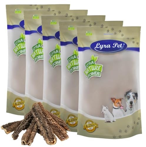 Lyra Pet® 5 kg Rinderpansen groß getrocknet 12-15 cm | Naturbelassener Kausnack | Proteinhaltiges Leckerli auch für Welpen und ältere Hunde | Nährstoffreich | Schonend getrocknet