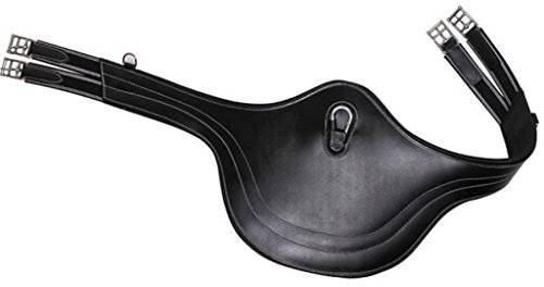 QHP Sattelgurt Springschutz Stollenschutzgurt Leder Luxus Ziernähte div. Größen (135 cm, Schwarz)