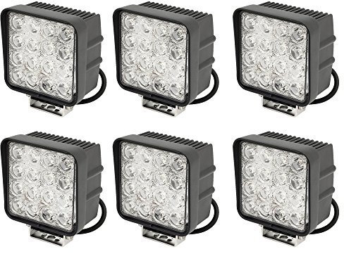 Leetop 6 x 48 W LED-Scheinwerfer, Arbeits- und Rückfahrscheinwerfer, 12 V / 24 V, Flutlicht-Reflektor, Arbeitslicht, SUV, UTV, ATV, Offroad-Arbeitsscheinwerfer, Zusatzscheinwerfer