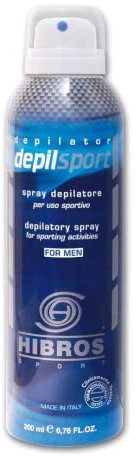 Hibros Depilsport Spray | Crema Depilatoria Uomo Doccia Pelli Sensibili | Depilazione Tutto il Corpo Indolore | Sport Sportivo Ciclismo Rimozione Peluria 200ml