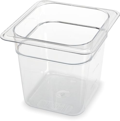 Carlisle FoodService Products Storplus Food Pan, Food Storage Container with Spoonable Corners for Catering, Buffets, Restaurants, Polycarbonate (Pc), 1/6 Size 6 Inches Deep, Clear