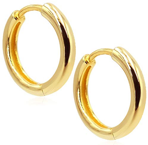 Creolen Silber 925 - Gold Rosegold - Damen Herren - Klein Zierlich 14 mm - Knorpel Tragus Helix - Ohrringe Zum Schlafen
