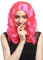 WIG ME UP - XR-010-PC5 Perücke Damen Karneval Fasching lang Volumen Locken lockig Mittelscheitel Rosa Pink 50 cm