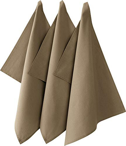 REDBEST Geschirrtuch, Küchentuch 3er-Pack Seattle, 100% Baumwolle taupe Größe 50x70 cm - saugstarke, strapazierfähige Qualität, mit Aufhängung (weitere Farben)