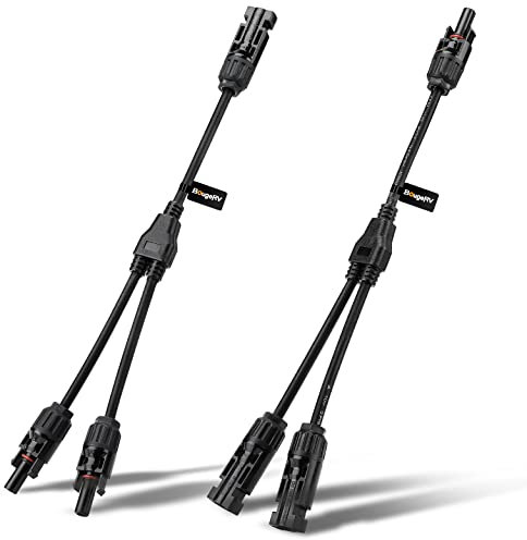 BougeRV Y Stecker Solarkabel Y Verteiler für 2.5mm²/4mm²/6mm² Solar Kabel 1Y2 PV Stecker für Solarpanel Photovoltaik Solarstecker IP67 Solarverbinder Anschluss (MMF + FFM, 1 bis 2, 32cm, 4mm2)