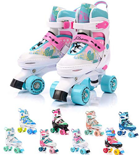 meteor Retro Rollschuhe Disco Roll Skate wie in den 80er Jahren Jugend Roll-Schuhe Kinder Quad Skate 5 Verschiedene Farbvarianten Inline-Skates Einstellbare Größe des Schuhs