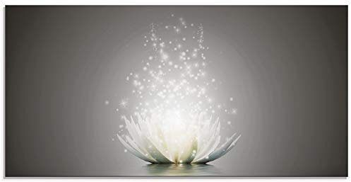 ARTland Wanddeko Glasbilder Wandbild Glas Bild einteilig 100x50 cm Querformat Blumen Lotusblume Blüte Natur Seerose Abstrakt Kunst S7FD