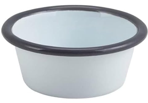 Genware Enamel Ramekin White and Grey 3.2oz / 90ml - Set of 12 - Ramekins, Dipping Pots, Sauce Pots