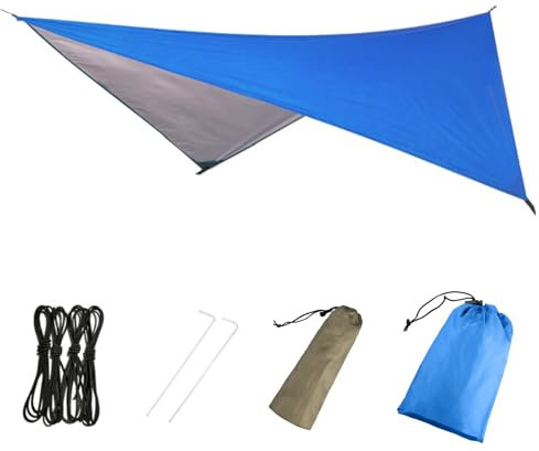 Azarxis wasserdichte Zeltplane, Tarp für Hängematte, Leicht und Kompakt, Regenschutz Sonnenschutz für Outdoor Camping Zelt (Blau)