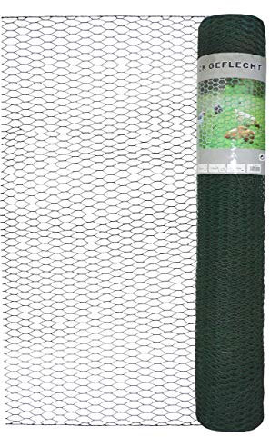 Koll Living Fence Sechseckgeflecht, ideal für Kaninchen, Hasen, Meerschweinchen, Geflügel, Volieren oder Pflanzen- & Baumschutz - witterungsbeständig und langlebig (25x25mm, H50 cm, L10 m, grün)