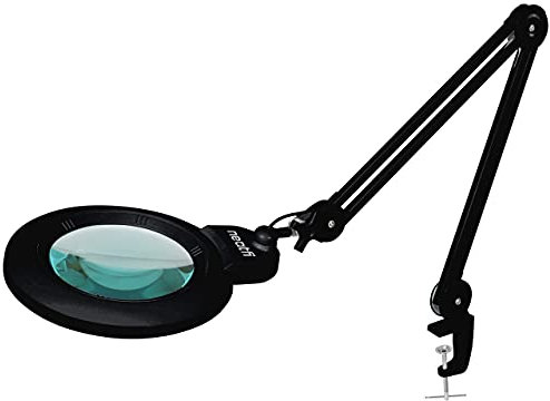 Neatfi Bifokal 1600 Lumen LED Lupenleuchte, dimmbar, 18 cm Linse, Modellbau- & Arbeitslampe für handwerkliche Reparaturen (Nicht-CCT mit Klemme, Schwarz)