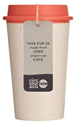 Circular&Co Now Cup - 12oz/340ml - Reusable Coffee Cup Made from Recycled Single Use Cups (Cream & Caught Out Coral)