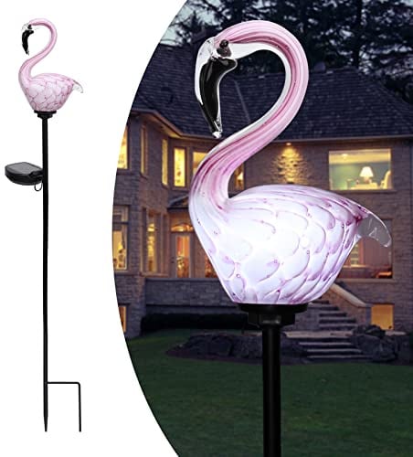 Afrist Solar Outdoor Dekorative Lichter - Solar Flamingo Glas Gartenstecker Wasserdicht 10,2 cm B 1 Packung