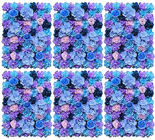 6 Stück künstliche Blumenwand, künstliche Blumenwand, künstliche Rose, DIY-Blumenwand, Seide, Blumenwand, Wandpaneel für Hochzeit, Hintergrund, Dekoration, Heimgarten, Party, Dekoration, 60 x 40 cm