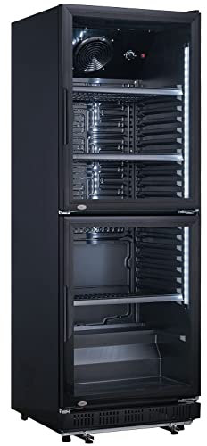 METRO Professional Réfrigérateur à Boissons Double Portes GSC2360BDD, 347 L, Froid Ventilé, Portes Vitrées, Noir