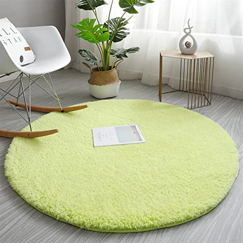 SK Studio Hochflor Shaggy Teppich Schlafzimmer Langflor Rund Modern Teppiche für Wohnzimmer, Esszimmer oder Kinderzimmer Hellgrün, 160cm