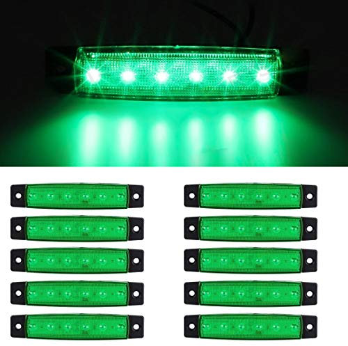 GSRECY 10 Stück 3,8 6 LED Side Led Marker Trailer Marker Lights Für LKW, EMARK CE Diy Licht, Rear Side Marker Light, Truck Cab Marker Lights, RV Marker Light (12V, Grün)