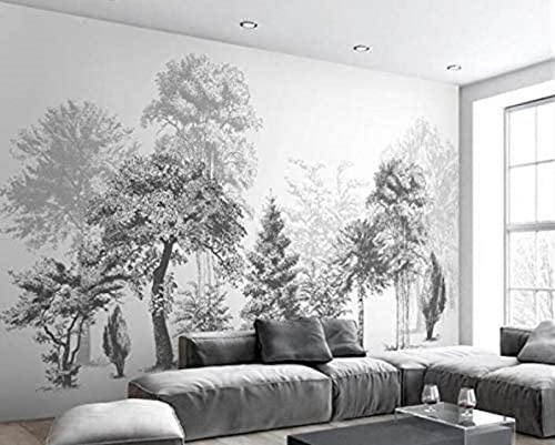 MIWEI Wallpaper Papier Peint Panoramique Abstrait Arbre Noir Et Blanc | Papier Peint Intissé 3D Tapisserie Murales Chambre Salon 350x256cm