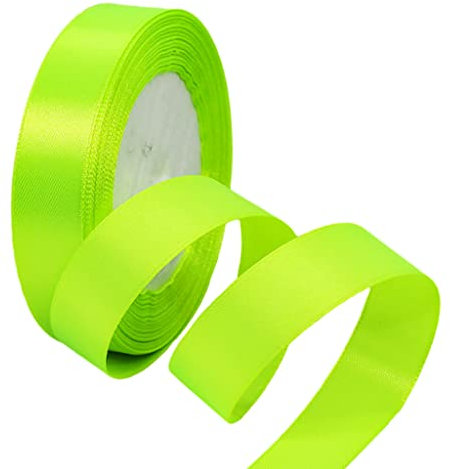 22m Satinband Geschenkband Fluoreszierendes Grün 50mm Breit,Auto Seidenband Dick Schleifenband Satin Dekoband Geschenkverpackung Deko Band Stoffband für Halloween Weihnachten Hochzeit Taufe Geburtstag