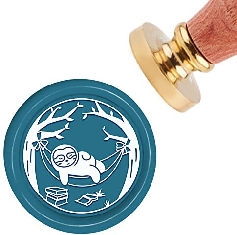 craspire Wachssiegelstempel Faultier Siegelwachs Stempel Baum 30 mm/1.18 Zoll Abnehmbarer Messingkopf Siegelstempel Mit Holzgriff Für Einladungen Karten Geschenkverpackung