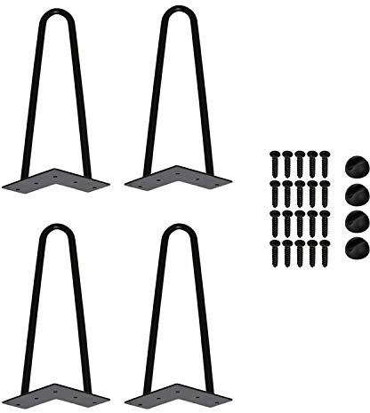 Ansobea Hairpin Legs tischbeine Metall schwarz Tischkufen Haarnadel Tischbein 12 mm, Hairpin Legs aus Stahl, 2-Stange Bein, 20 cm 4 Stück