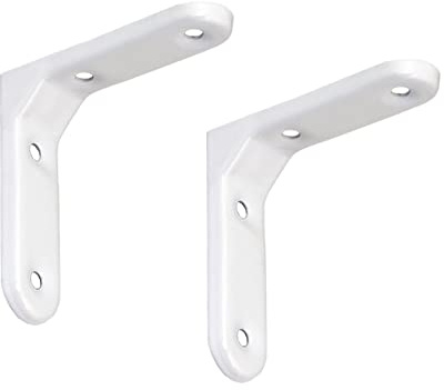 BRESKO Stahlblechkonsole Regalwinkel Wandkonsole Träger Regalträger Winkel Regalhalter Regalkonsole Wandregal (Weiß, 75x75 mm)