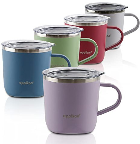 eppikan eppiLungo Edelstahl Thermobecher, Isolierbecher, Kaffeetasse, Trinkbecher, Thermotasse 220ml, 280ml mit Deckel, für Kaffee und Tee (Dusty Violet, 220 ml)