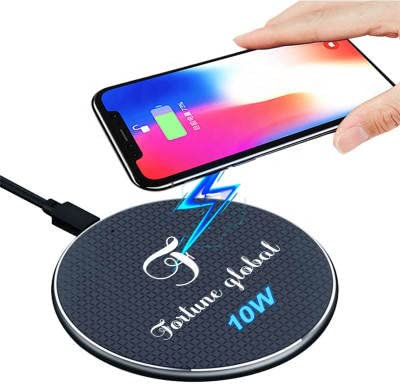 Fortune Global Wireless Charger, Power Pad, Qi Certified 10W Fast Charging Pad Wireless Charger Compatible with iPhone 13 pro max/13 pro/13/12/SE/11/X/XS/XR/8, Samsung Note S21/S20/S9 (Black)