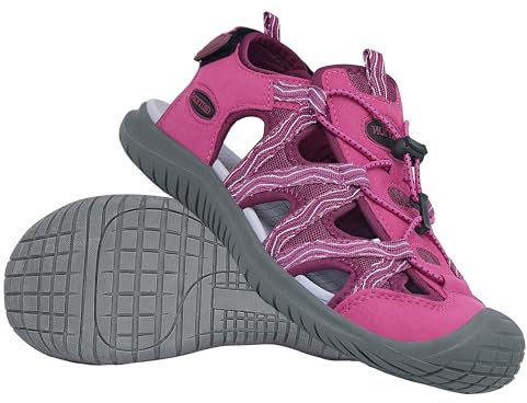 GRITION Trekking Sandalen Damen Wandersandalen,Wasserfest Komfort sommer sandalen für damen,Atmungsaktive Geschlossene Zehe Outdoor sportsandalen 39EU/Rose