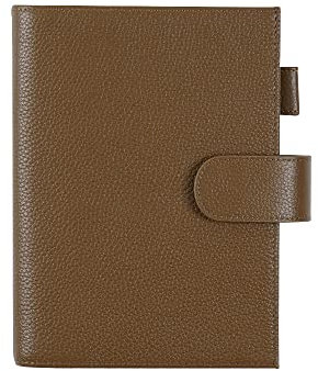 Moterm Leder Cover für Stalogy B6 - mit Rückentasche, Stiftschleife und Kartensteckplätze (Kiesel-Schokolade)