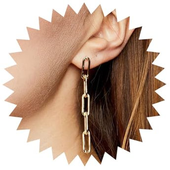 TseenYi Kettenglied Ohrringe Büroklammer Kettenohrringe Gold Chunky Chain Ohrringe Punk Chain Drop Dangle Stud Ohrringe Schmuck Für Frauen Und Mädchen