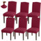 Granbest Hohe Dehnung Stuhlhussen, Universelle Passform Jacquard Esszimmerstühle Bezüge, Abnehmbare Stuhl Protektors für Esszimmer, Küche, Restaurant und Hotel (Set von 6, Weinrot)